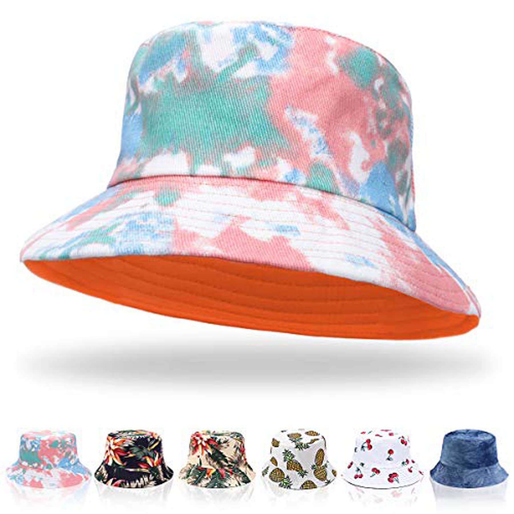 Keho Women's Pink Green Bucket Hats - Reversible Cotton Summer Beach Sun Hats Foldable Fisherman Hat For Travel Beach Hiking Uk