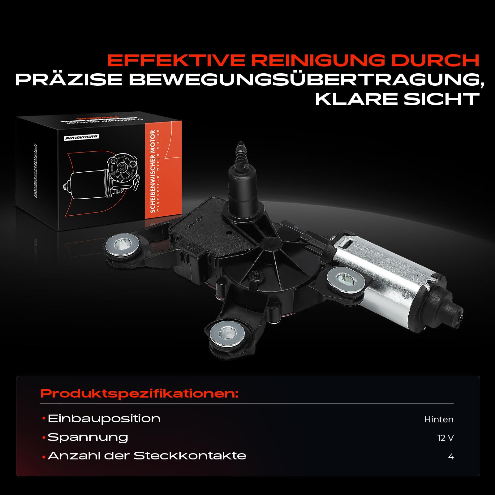 Frankberg Wischermotor Heckwischermotor 4-polig Hinten Kompatibel mit A4 Avant 8K5 A4 Avant 8K5 B8 A6 Allroad 4FH A6 Avant 4F5 A6 Avant 4F5 C6 Replace# 4F9955711A