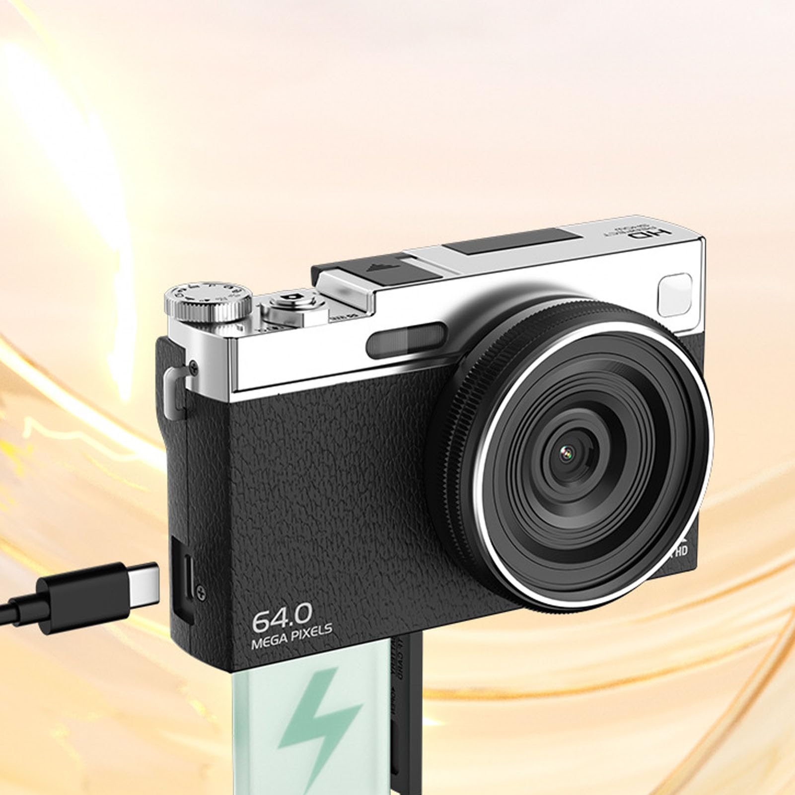 Fotocamera Digitale 4K, Fotocamera Mirrorless HD da 64 MP con Messa a Fuoco Automatica Zoom Digitale 16X e Schermo Ribaltabile da 2,88 Pollici, per Vlogging di Viaggi Fotografici (Black)