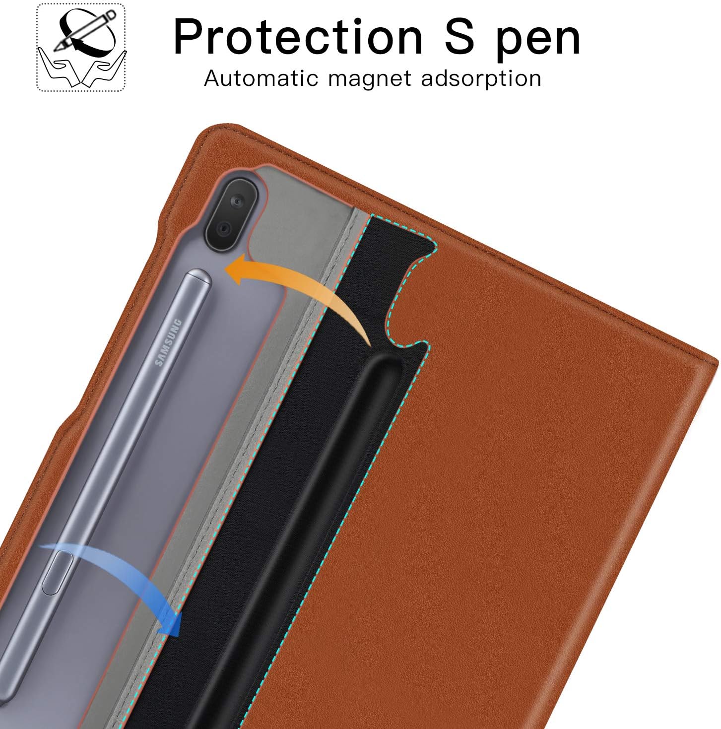 Ztotop Case for Samsung Galaxy Tab S6 10.5 Inch Tablet 2019 - PU Leather Folding Stand Smart Cover for SM-T860/T865 with Auto Sleep/Wake,Pen Holder and Multiple Viewing Angles.Brown