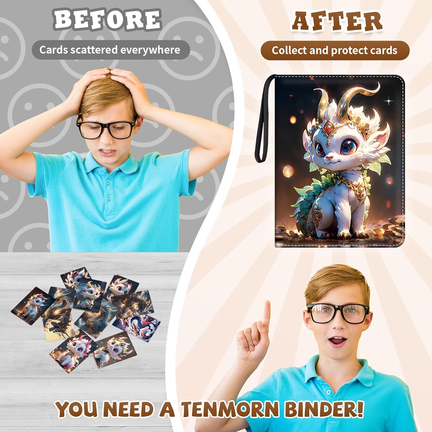 Card Binder for Pokemon Cards 9-pocket 900 Pockets Trading Card Holder Album Book Case for TCG Cards with 50 Removable Sleeves for Collectors Boys Girls Toys Gift(black)