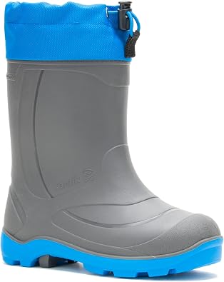 Kamik Snobuster 1 Kids Snow Boots, Waterproof, Thermal Liner & Adjustable Snow Collar, Charcoal/Blue - 3 Little Kid