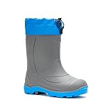 Kamik Snobuster 1, Snow Boots for Kids, Warm + Waterproof Kids Boots 9 Toddler Charcoal/Blue