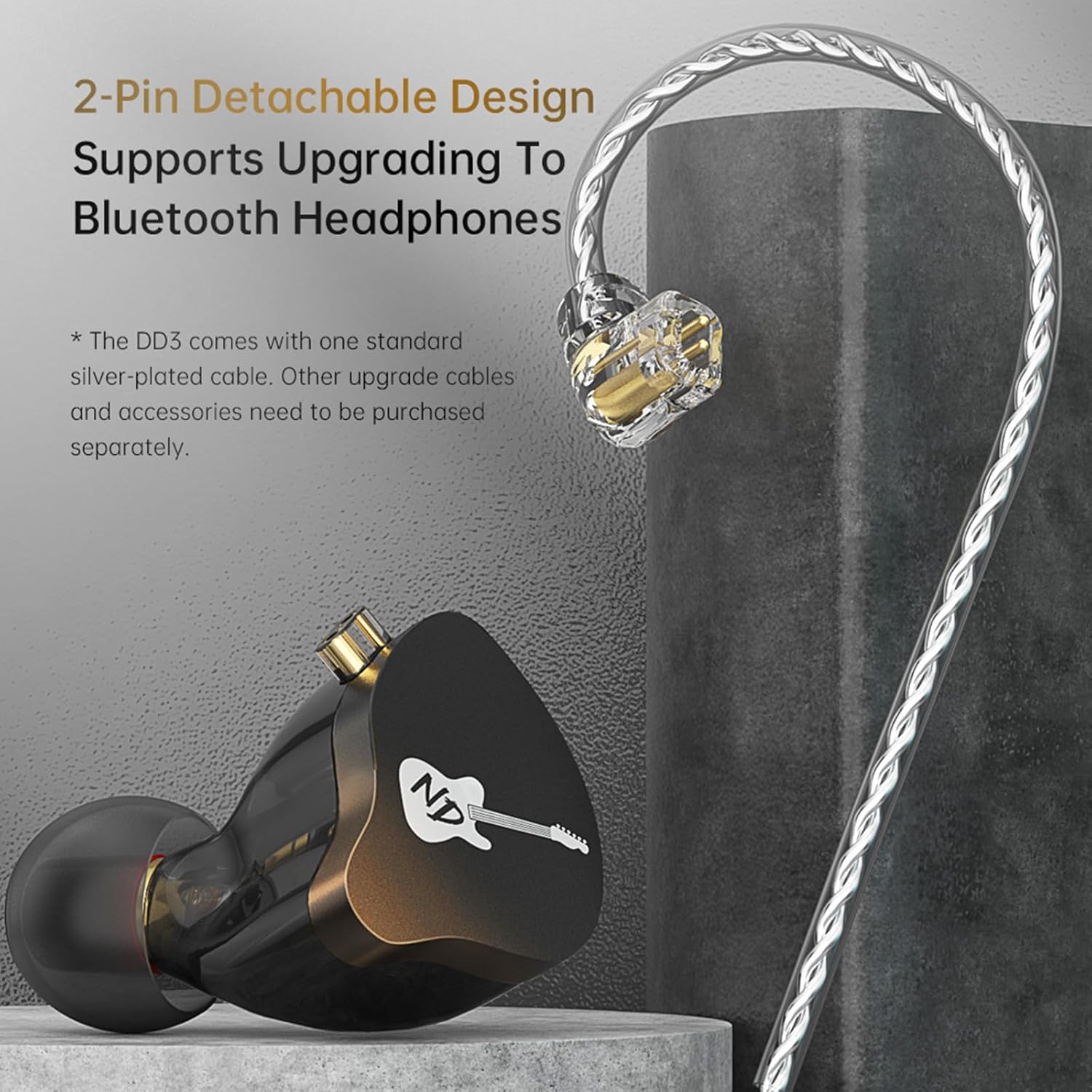 CCA ND DD3 4 Tone Adjustable in Ear Monitor Headphones, Dual Cavity Dual Magnetic Dynamic IEM Earphones, Clear Sound & Deep Bass Earphones Wired, Gaming Earbuds with 2pin Detachable Cable