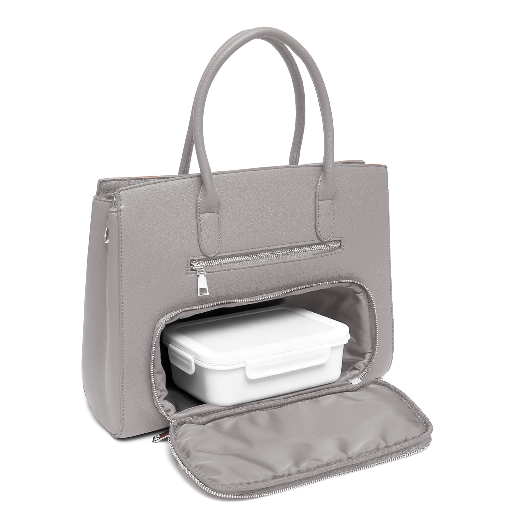 NEWBELLA Women's Grey Vegan Leather Tote Bag
