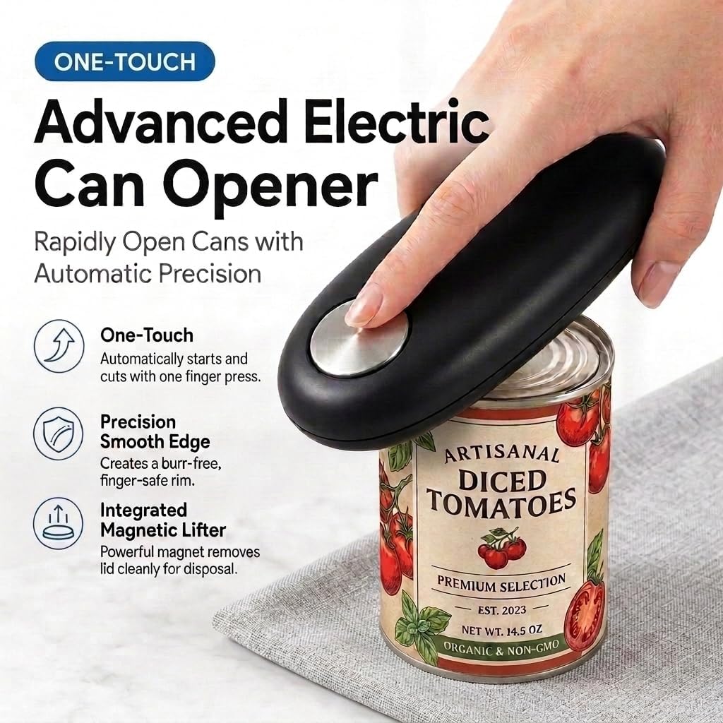 Electric Can Opener Automatic, One Touch Operated Can Opener for Seniors with Arthritis, Fits All Can Sizes Smooth Edge Food Safe Kitchen Gadgets