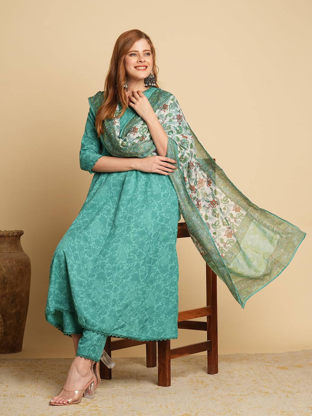 ANNI DESIGNER Kurta pour femme avec pantalon et dupatta