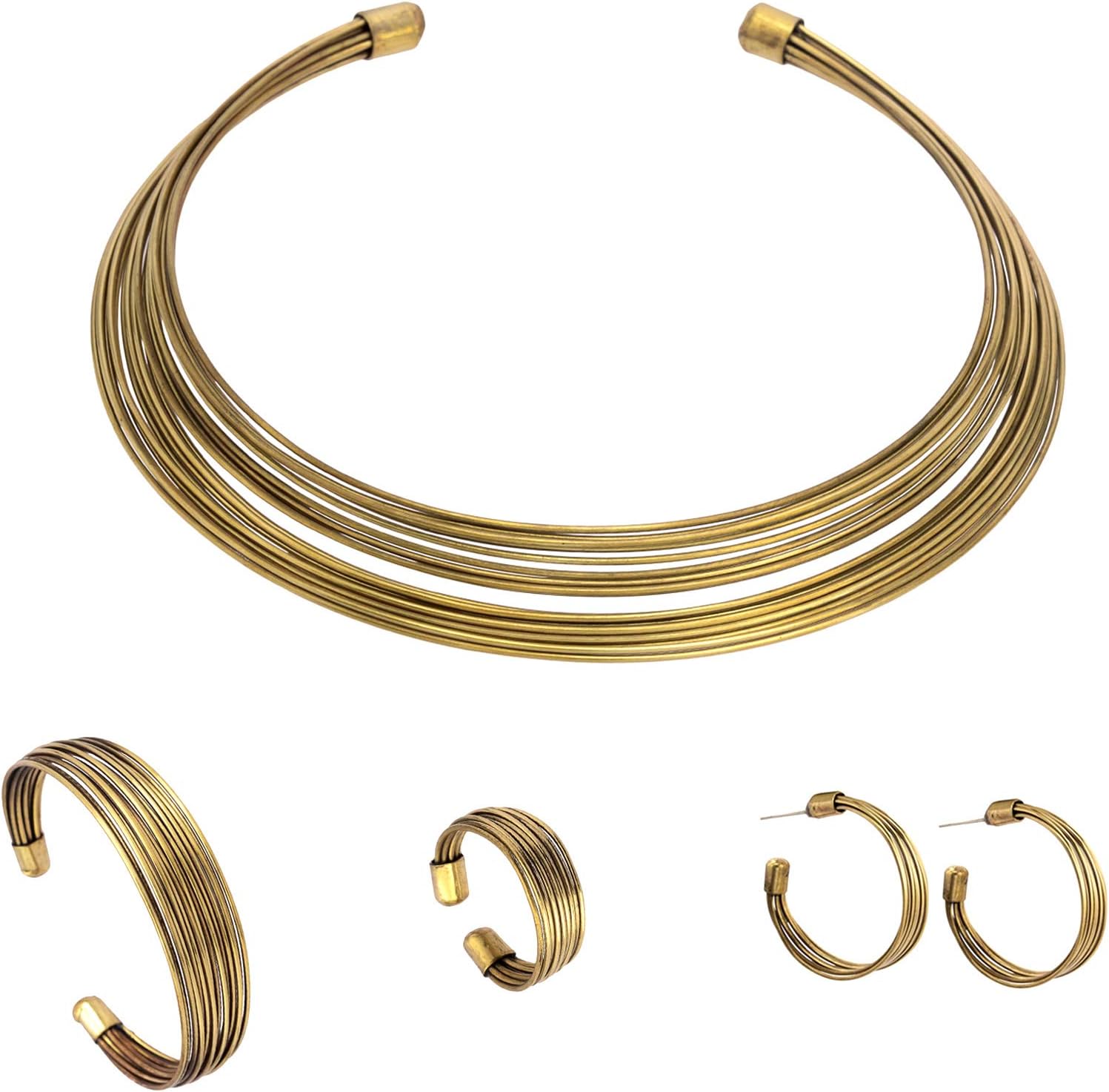 Multi Strand Open Choker Necklace Jewellery Set For Women and Girls