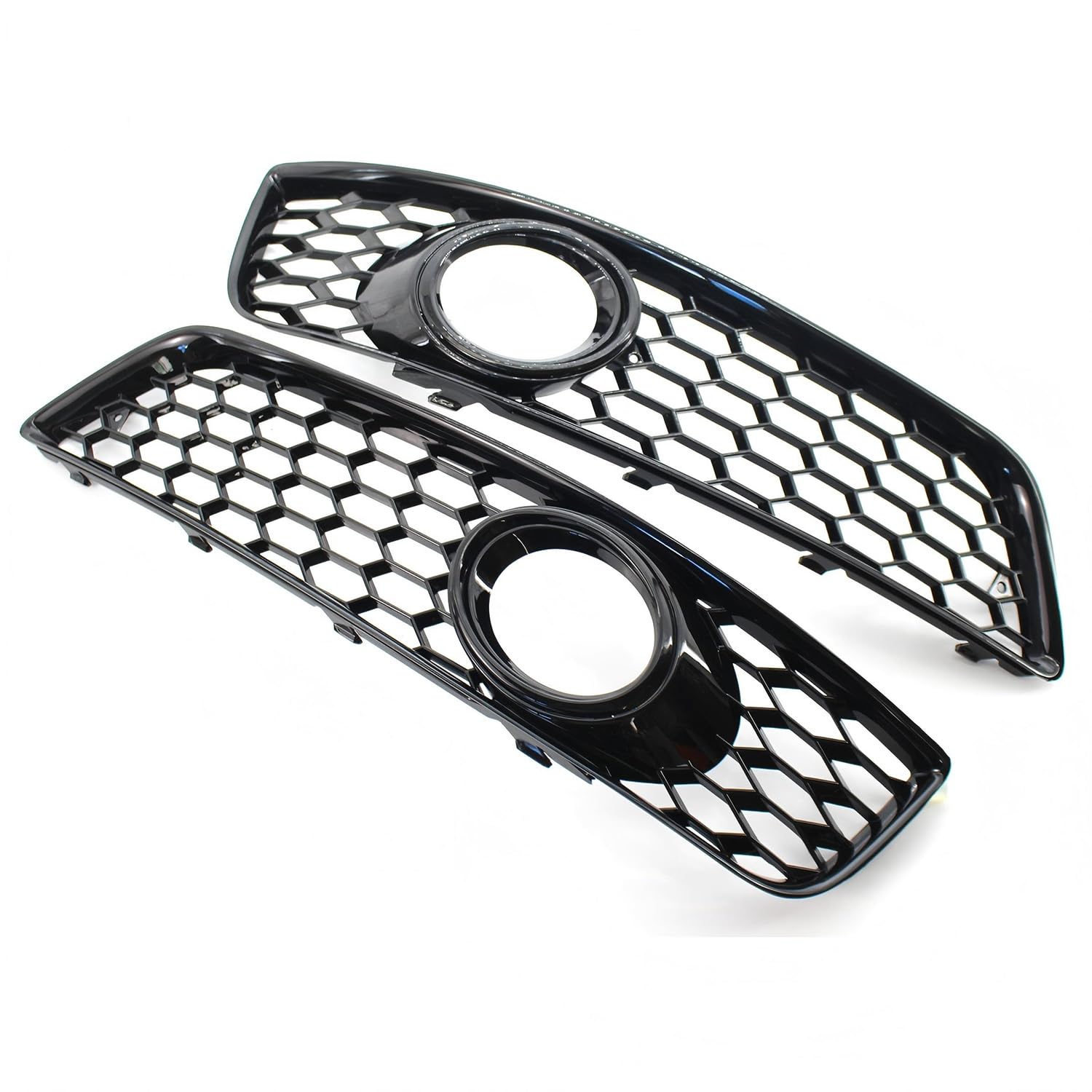 Griglia paraurti anteriore con luce fendinebbia in stile nido d'ape, nero lucido, compatibile con Audi A3 8P 2008-2012, solo paraurti standard, lato sinistro e destro