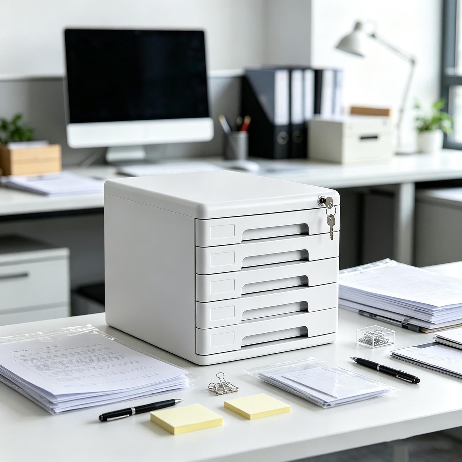 Classeur Verrouillable À 5 Niveaux Boîte Rangement Pour Fournitures Bureau