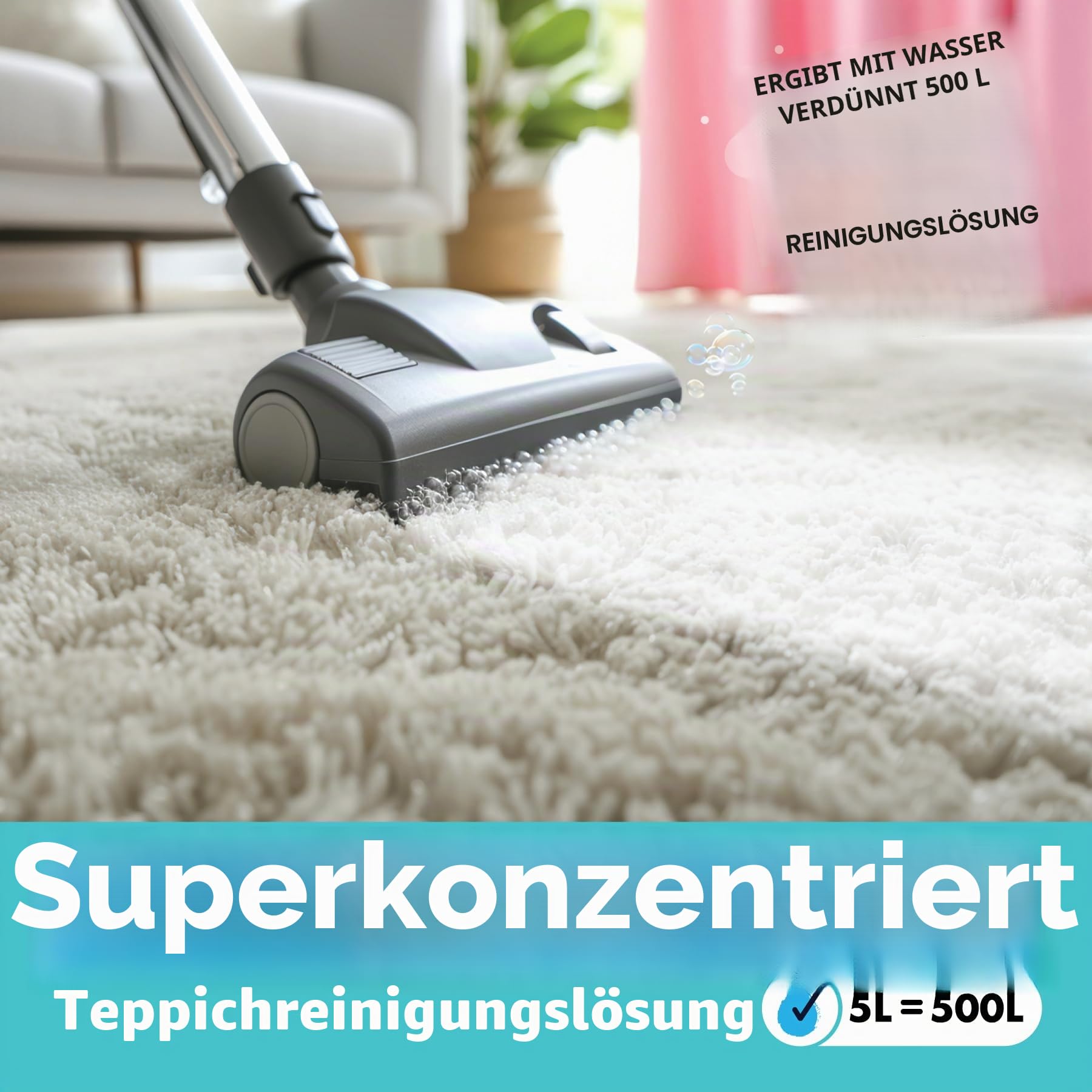 Dirtbusters 3 in1Teppichreiniger & Polsterreiniger Konzentrat für alle Teppichböden und Polster, reinigt & desodoriert - Teppichshampoo Geeignet für alle Waschsauger, Orange frisch 1 x 5 Liter