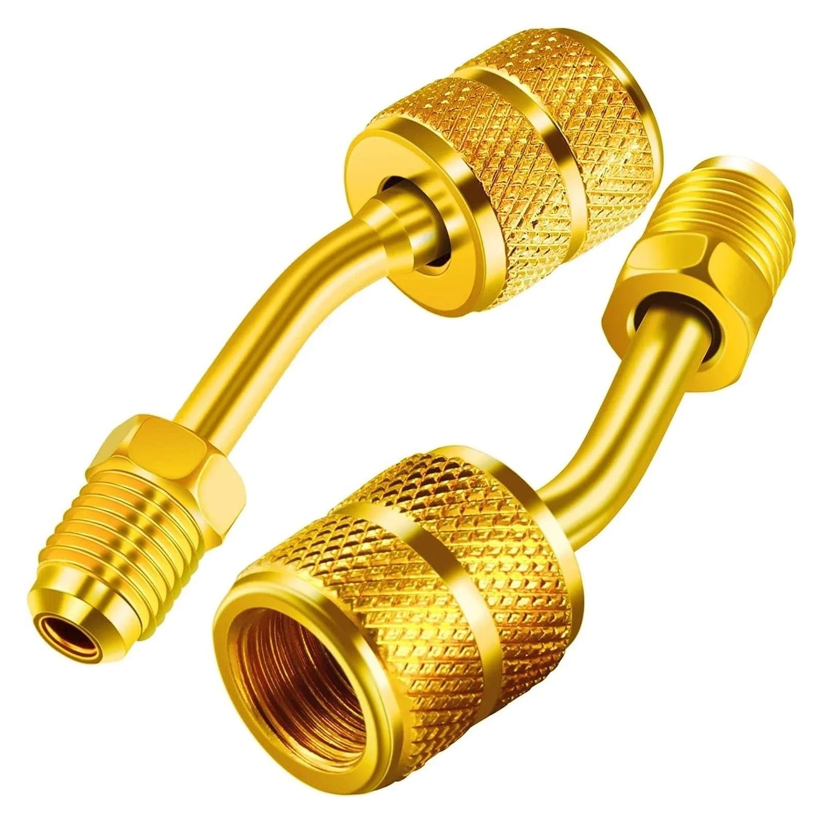 2 szt. R410A adapter 5/40.6 cm SAE żeński do 1/10.2 cm SAE męski, mosiężny port ładowania klimatyzacji złącze portu próżniowego do mini dzielonego HVAC (2 szt. styl 2)
