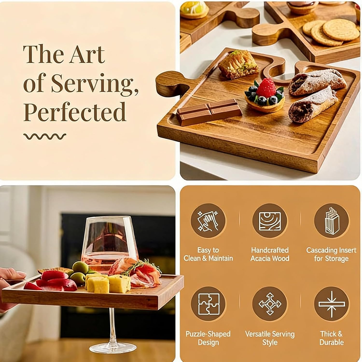 シャルキュトリーボードのセット品,木製トレイ食品ホルダー | キッチン 用 の シャルキュトリ カッティング ボード | ハウスウォ