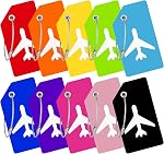 Luggage Tags, 10 Pcs Colourful Silicone Tags Identifiers for Luggage, Suitcase Tags with Name ID Cards, Travel Essentials for Quickly Spotting Bags, Backpacks, and Suitcases.