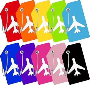 Luggage Tags, 10 Pcs Colourful Silicone Tags Identifiers for Luggage, Suitcase Tags with Name ID Cards, Travel Essentials for Quickly Spotting Bags, Backpacks, and Suitcases.