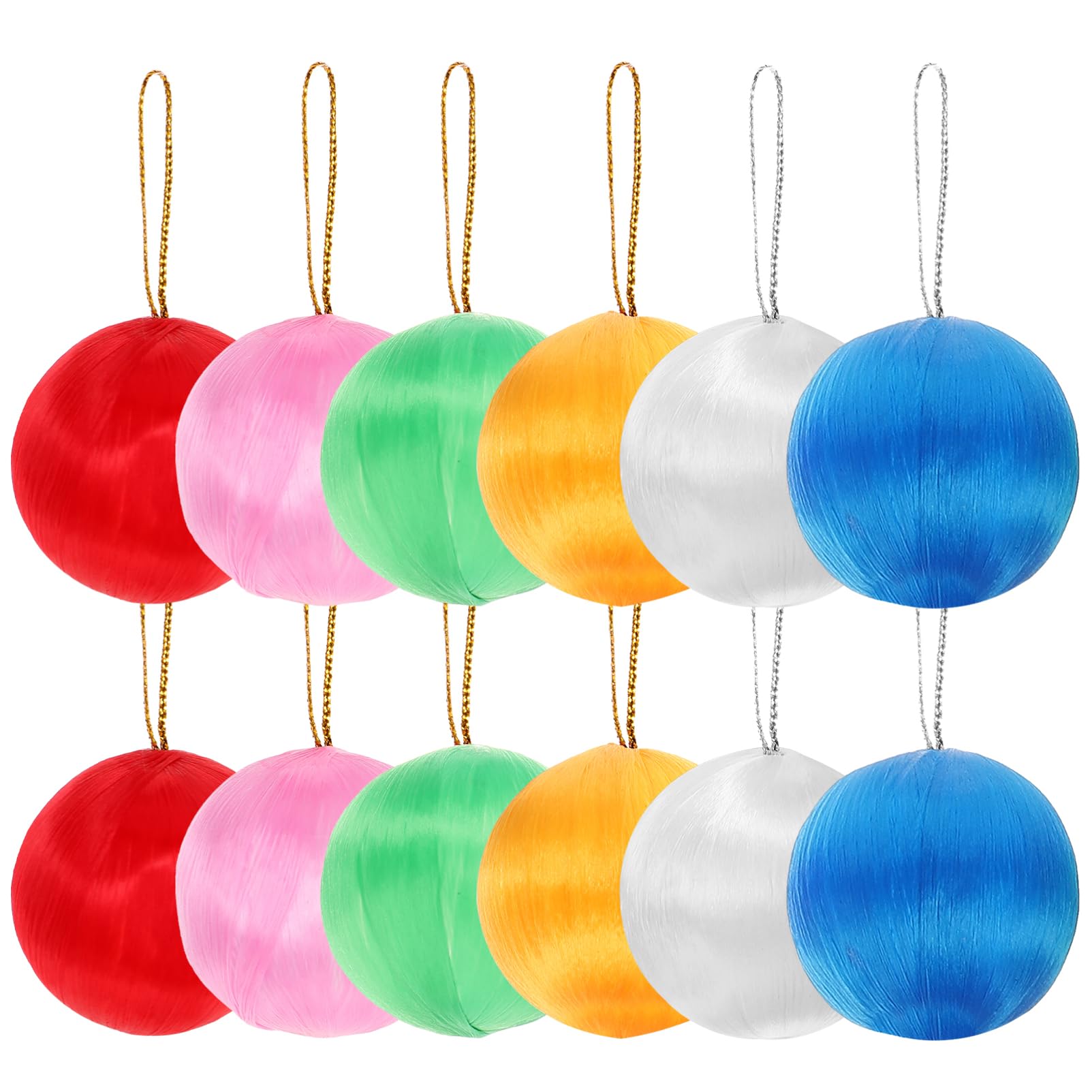 RORPOIR 30pcs Colorful Silk Ball Christmas Tree Pendant Snowball Decor Festive Holiday Decoration Random Colors for Home Unique Design