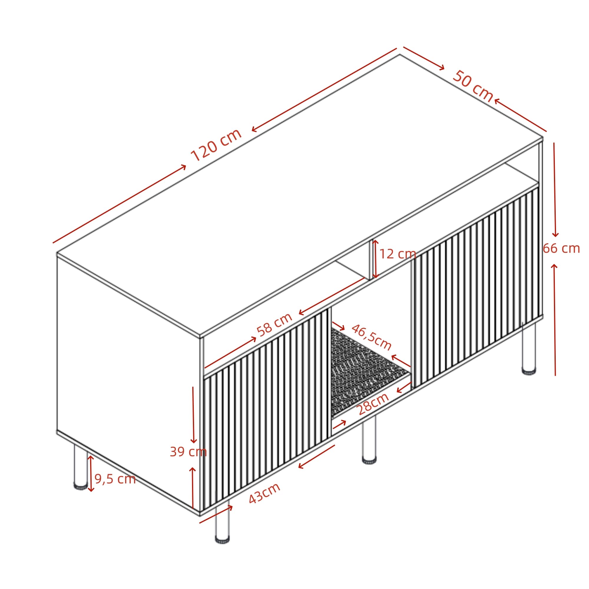 Katzentoiletten-Schrank mit Sandauffangmatte & Ablage, Platzsparendes Haustier-Sideboard zur Katzentoilette, Katzenklo verstecken, Praktisches Katzenzubehör, 120x50x66cm Weiß