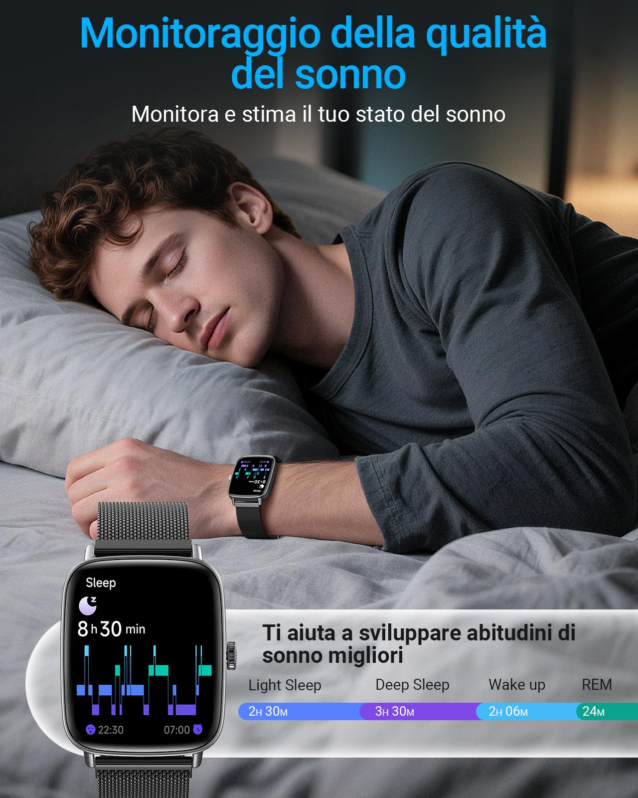 Smartwatch Uomo Donna Chiamate e Whatsapp, 1.85" Smart Watch Contapassi Cardiofrequenzimetro da polso/SpO2/Contapassi/Sonno, Orologio Smart Fitness Sportivo Impermeabile per Android iOS Metallo Nero