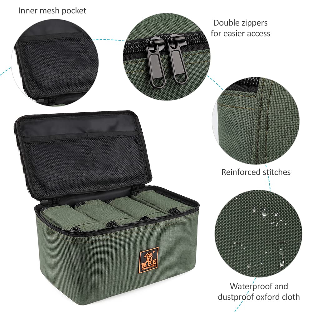 HUIOP Fishing Tackle Bag with 4 Small Pouches, Fishing Reel Lure Storage, Organizer Bag, Army Green - Image 3