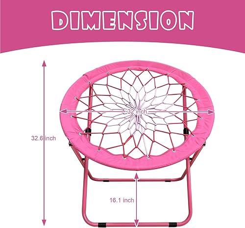 Miniatura 3 de Silla elástica portátil plegable, silla de plato, silla de juego Bunjo para exteriores e interiores y campamento y barbacoa (rosa)