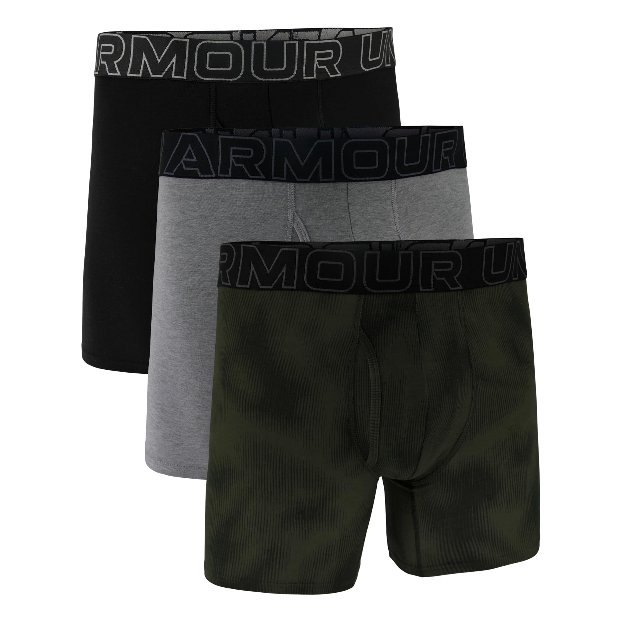 Under Armour mens 3-pack Performance Cotton Boxer Brief 6 Inseam All-day Comfort Ultra-soft