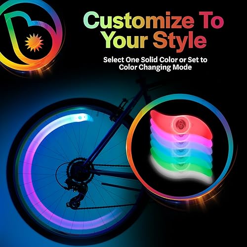 Miniatura 2 de Brightz SpokeBrightz - Luces LED para rueda de bicicleta, paquete de 2  Cambio de color y modos de selección de color  Ilumina tus radios