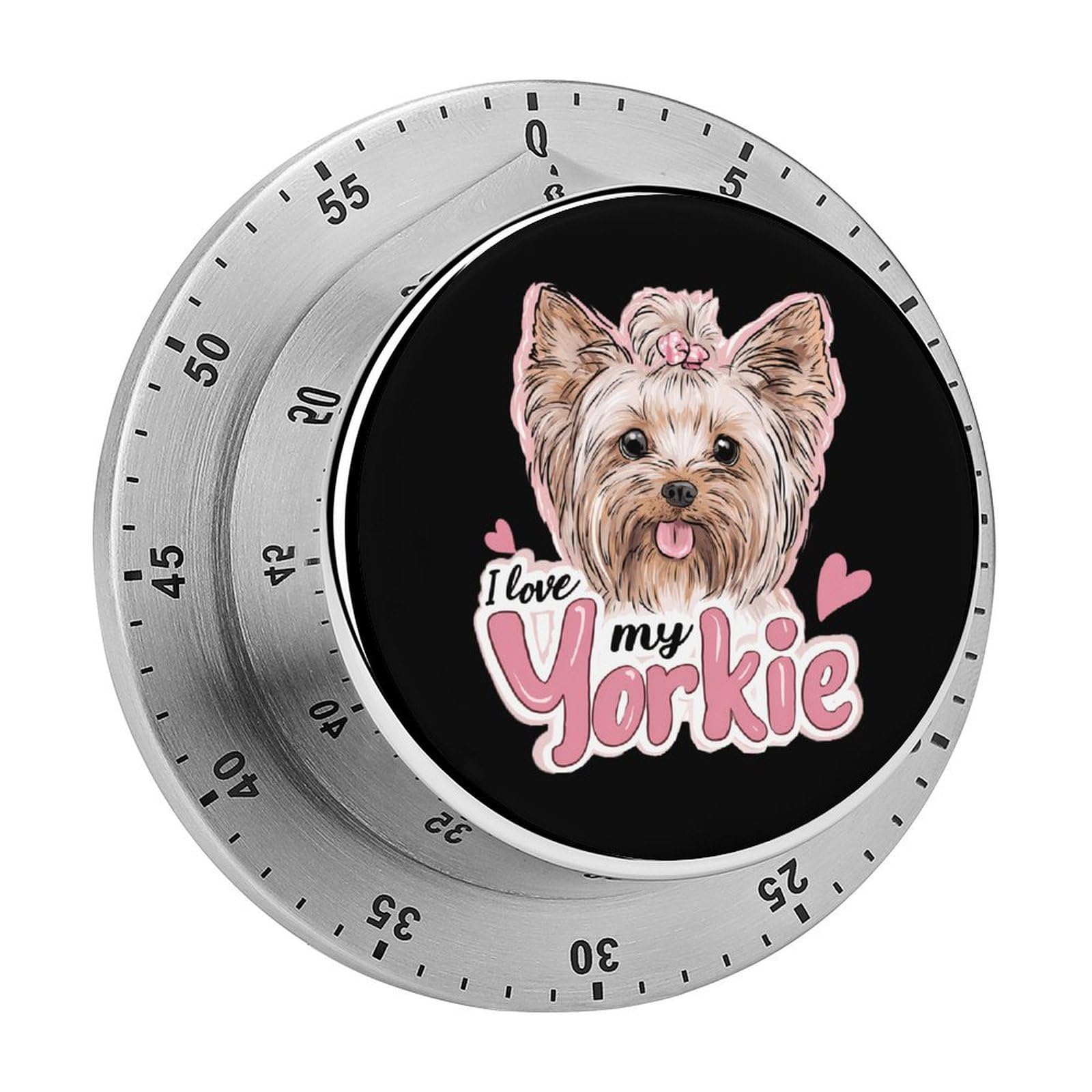 I Love My Yorkie Terrier Dogs Mechanical Timer with Alarm for Kitchen Cooking Productivity Stainless Steel Timers