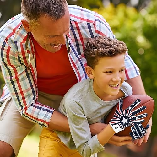 Vista 25 de Guantes de fútbol juvenil, guantes receptores juveniles, de silicona, antideslizantes, transpirables, con bandera estadounidense, experiencia