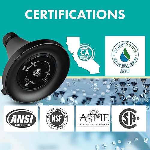 Miniatura 3 de Niagara Conservation N3915MB Earth Luxe - Cabezal de ducha fijo ajustable de 3 pulverizadores con 1.5 GPM, 3.35 pulgadas, montaje en pared, color