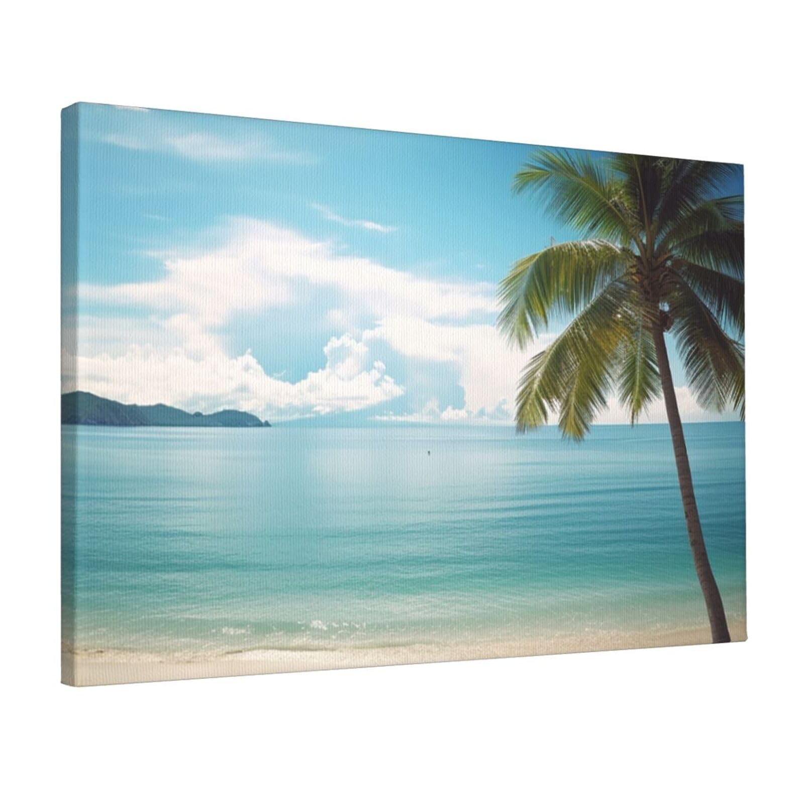 Canvas Wall Art for Living Room Wall Decor 12"x18" Modern Artwork Painting Pictures Hanging Canvas Prints Beach and Palm Tree Aesthetic Wall Art for Bedroom Bathroom Office Wallart Decor