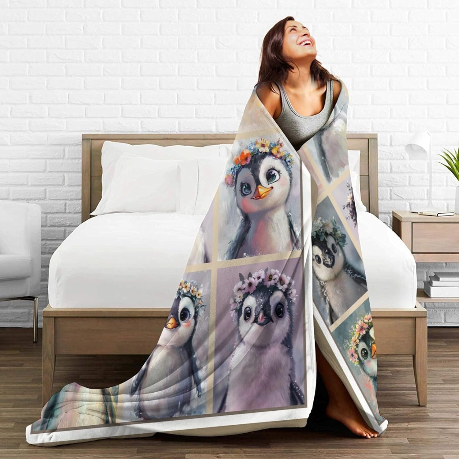 Penguin Blanket Cute Animal Throw Blanket Flannel Stuff Merch Cozy Decor Fleece Plush Fuzzy Warm Soft Lightweight Bedding Gifts for Penguin Lover Women Men Girls Boy Couch 50"X40" - Image 5