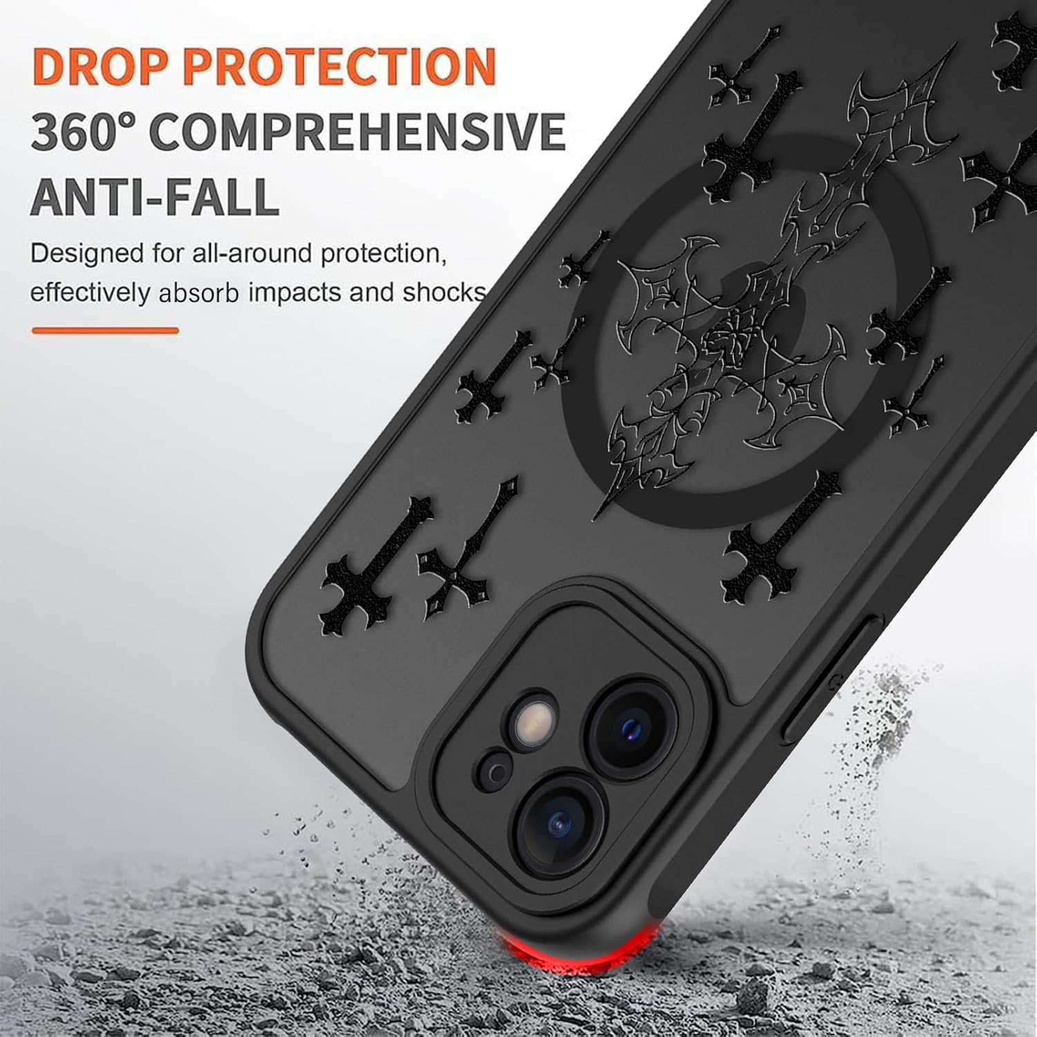 KANGHAR Magnetic Case for iPhone 12 [Compatible with MagSafe] Aesthetic Cross Jesus Christian Design for Women Girls Men, Soft TPU Bumper Hard Back Translucent Matte Shockproof Cover - Black - Image 2