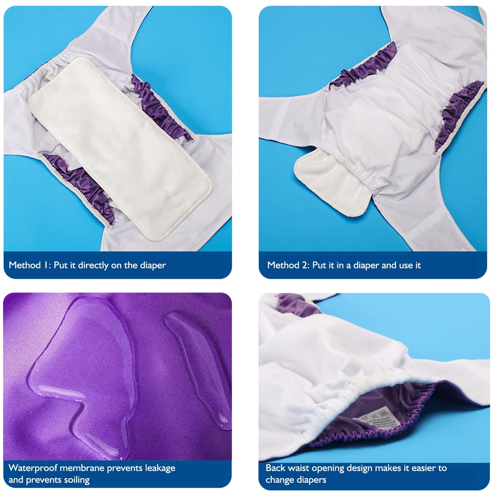 Wiederverwendbare Stoffwindeln Für Erwachsene, Inkontinenz-Taschenwindelhosen (Color : I, Size : Medium)