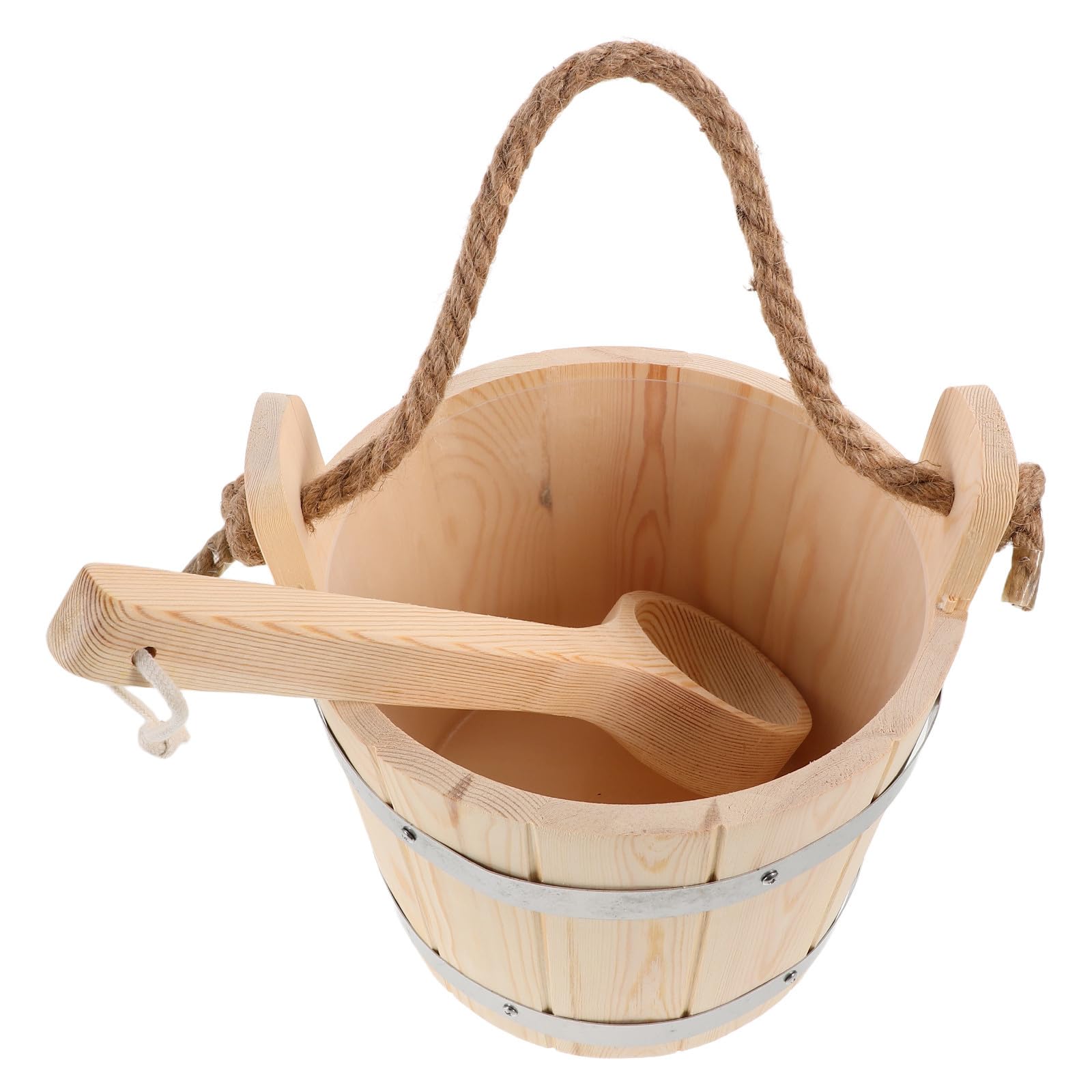 SHINEOFI Cubo de Sauna de Madera Pala, Resistente al Calor para Sauna
