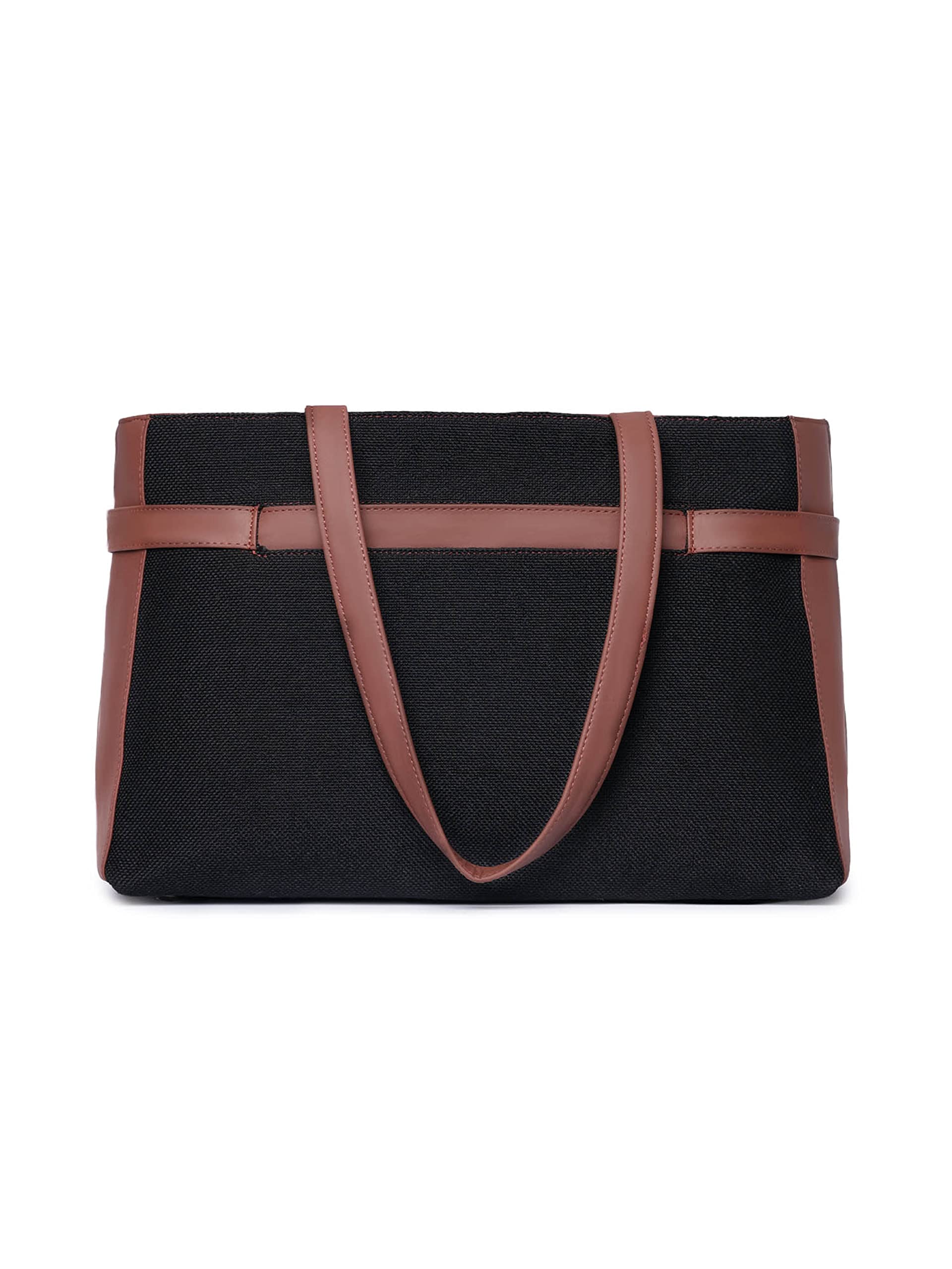 ZOUK Jet Black Solid Printed Women's Jute Handcrafted Vegan Leather Black Statement Office Shoulder Bag 2