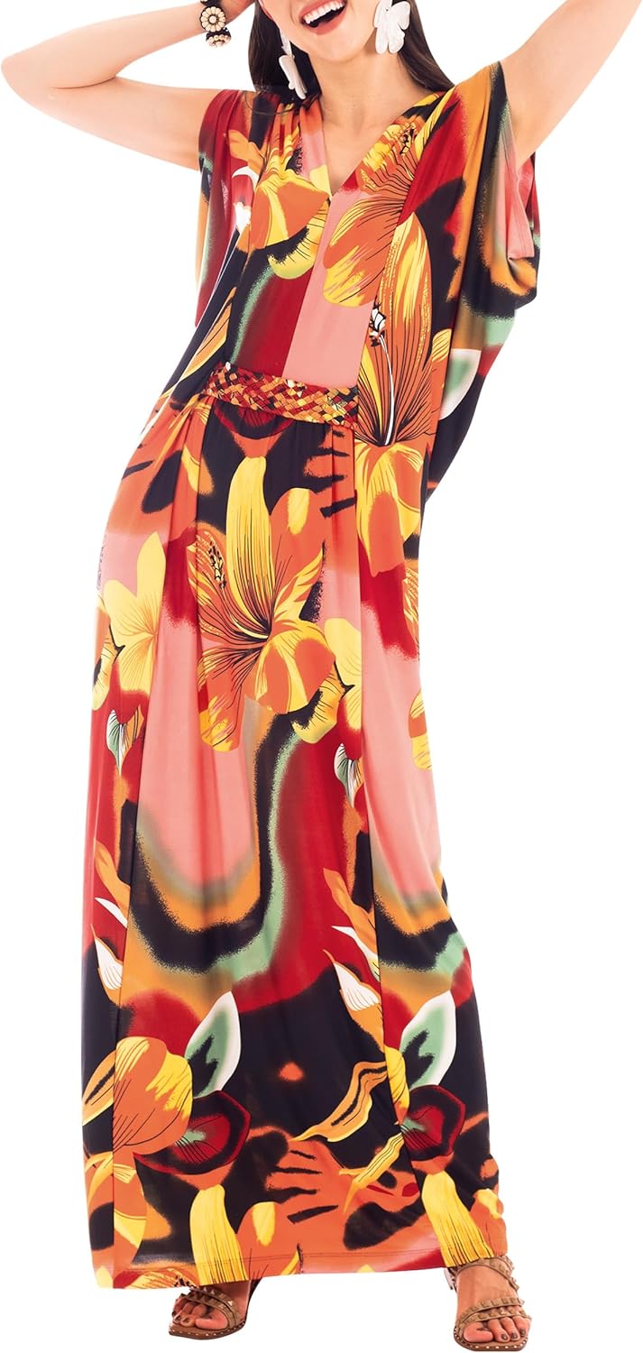 KOH KOH Womens Long V-Neck Summer Sexy Gown Grecian Flowy Sleeveless Maxi Dress
