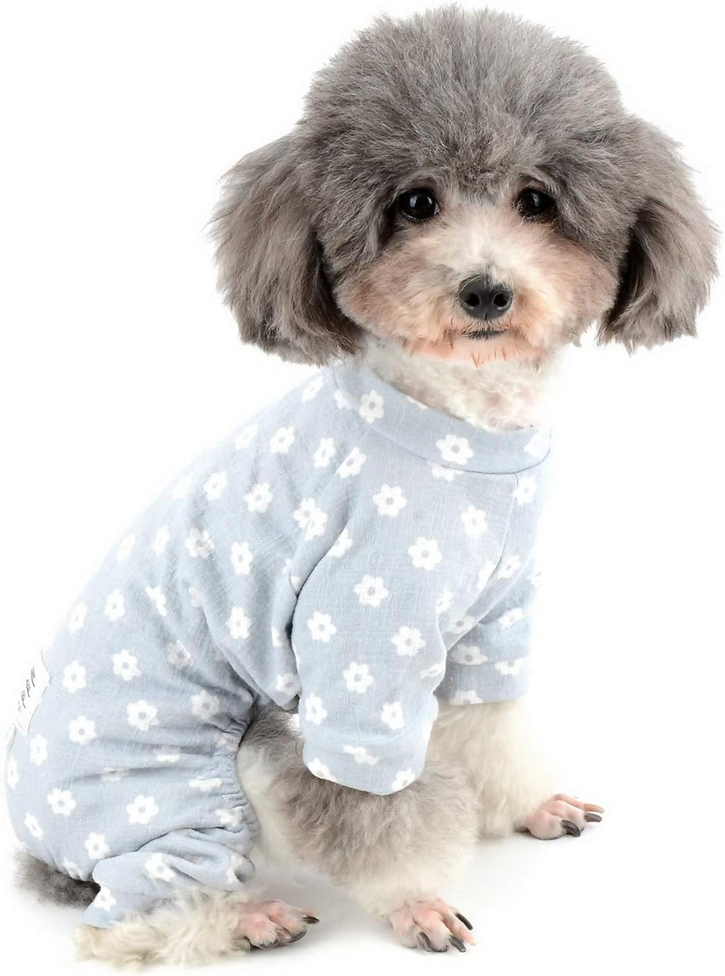 Zunea Small Dog Daisy Jumpsuit Pajamas Adorable Flowers Cotton Overalls Pjs Puppy Girl Sleeping Clothes Shirt with Pant Pet Doggie Cats Four Legs Pyjamas for All Season Blue M - Image 3