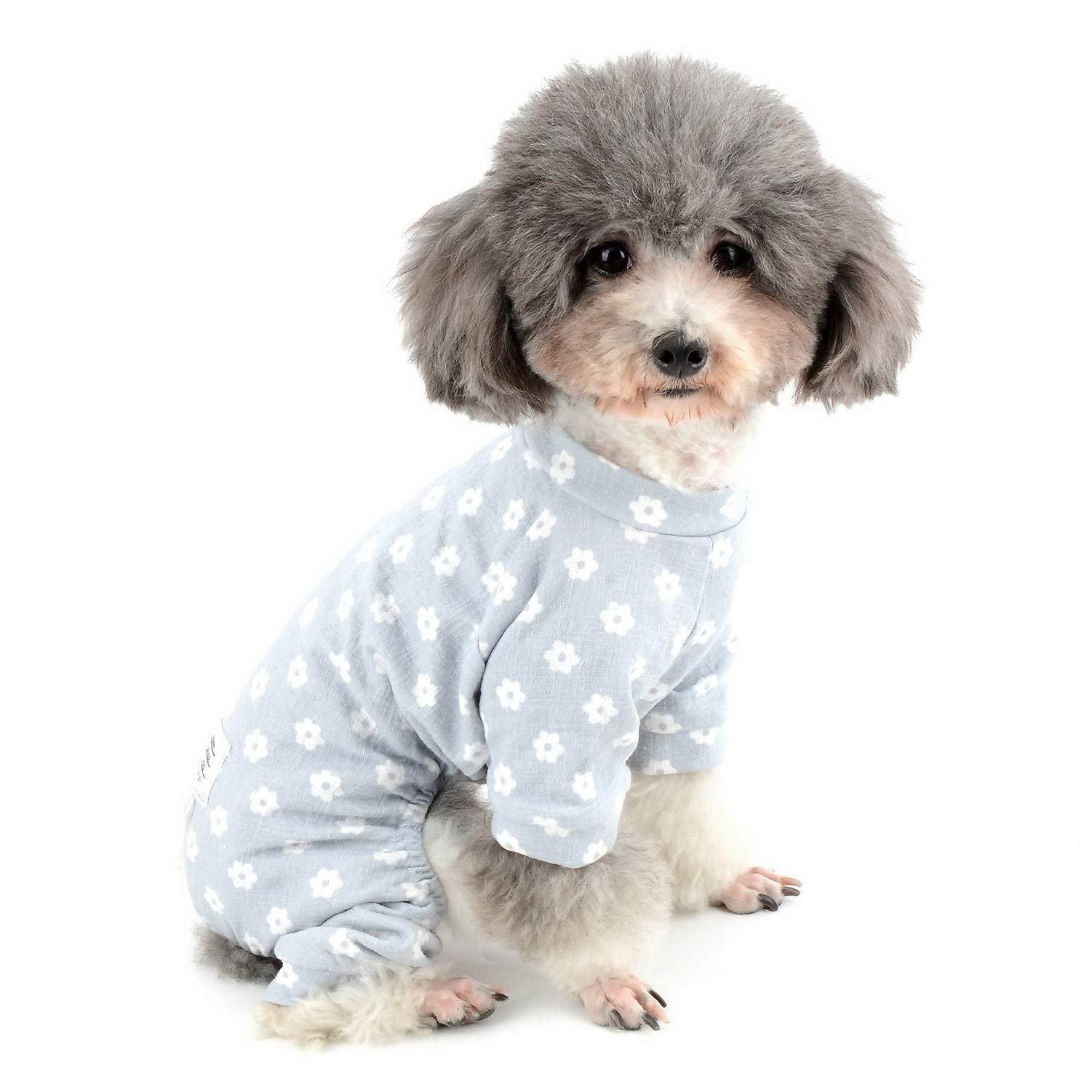 Zunea Small Dog Daisy Jumpsuit Pajamas Adorable Cotton Overalls Pjs Puppy Girl Sleeping Clothes Shirt with Pant Pet Doggie Cats Four Legs Pyjamas for All Season Blue S