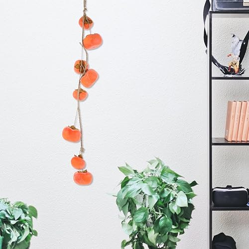 Miniatura 5 de HOMSFOU 1 Pcs Artificial Persimmon-Shaped Decoration, Orange Faux Fruit Decor for Home, Office, and Party, 28.14 Inch Hanging Ornament with Rope