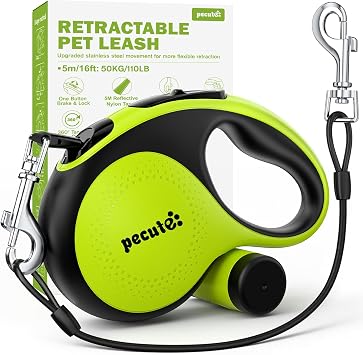 Retractable Dog Leash with Chew Proof Extender - 18,2 ft Heavy Duty Retractable Dog Leash with Poop Bag Holder, Anti-Slip Handle, Reflective Leashes for Small Medium Large Pet Up to 110 lbs