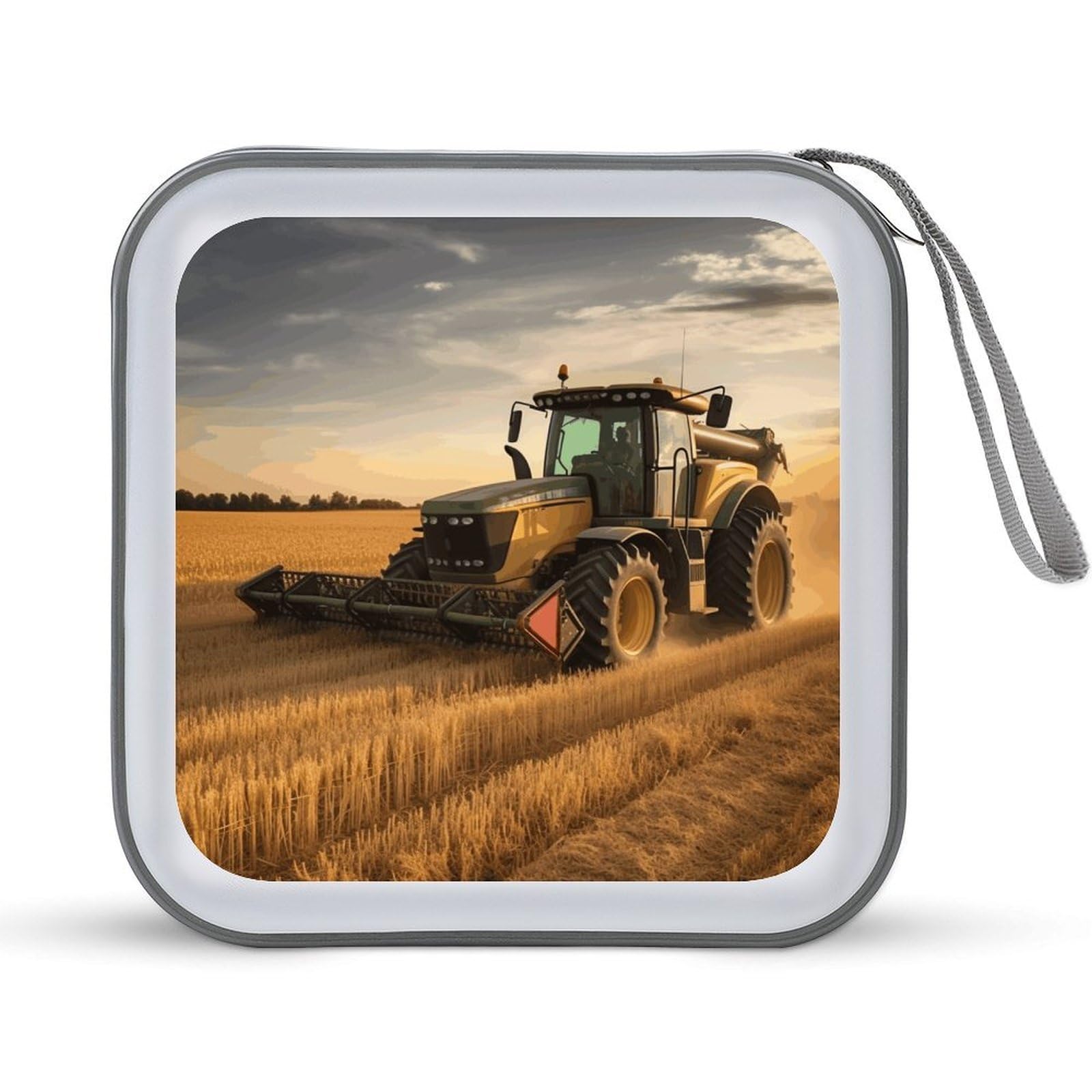 VstaDank Farm Tractor Harvest 40 Capacity DVD Case with Zipper Disc, Portable CD Storage Organizer Hard Plastic Storage Wallet Organizer