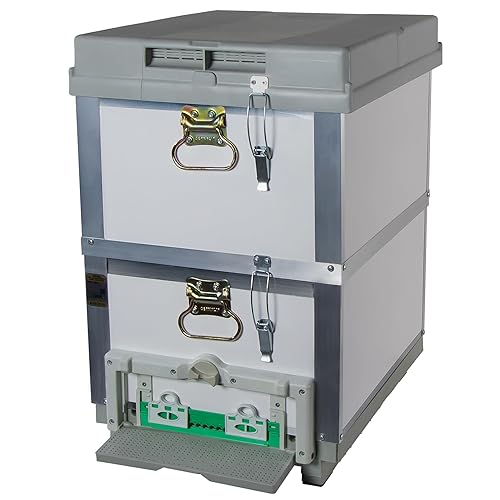 Miniatura 1 de DeraBee - Juego completo de colmena profesional, 10 marcos, 2 capas, aislamiento térmico, PVC, estructura de aluminio, kit de iniciación de abeja