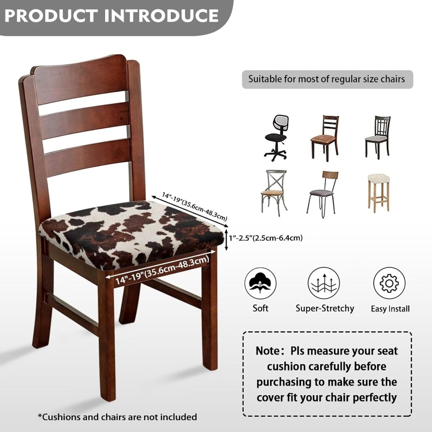 Cowhide Dining Chair Seat Cushion Cover Seat Cushion Dust Covers for Office Meeting Chairs Anti-Scratch Chair Seat Protective Covers Set Easy Install
