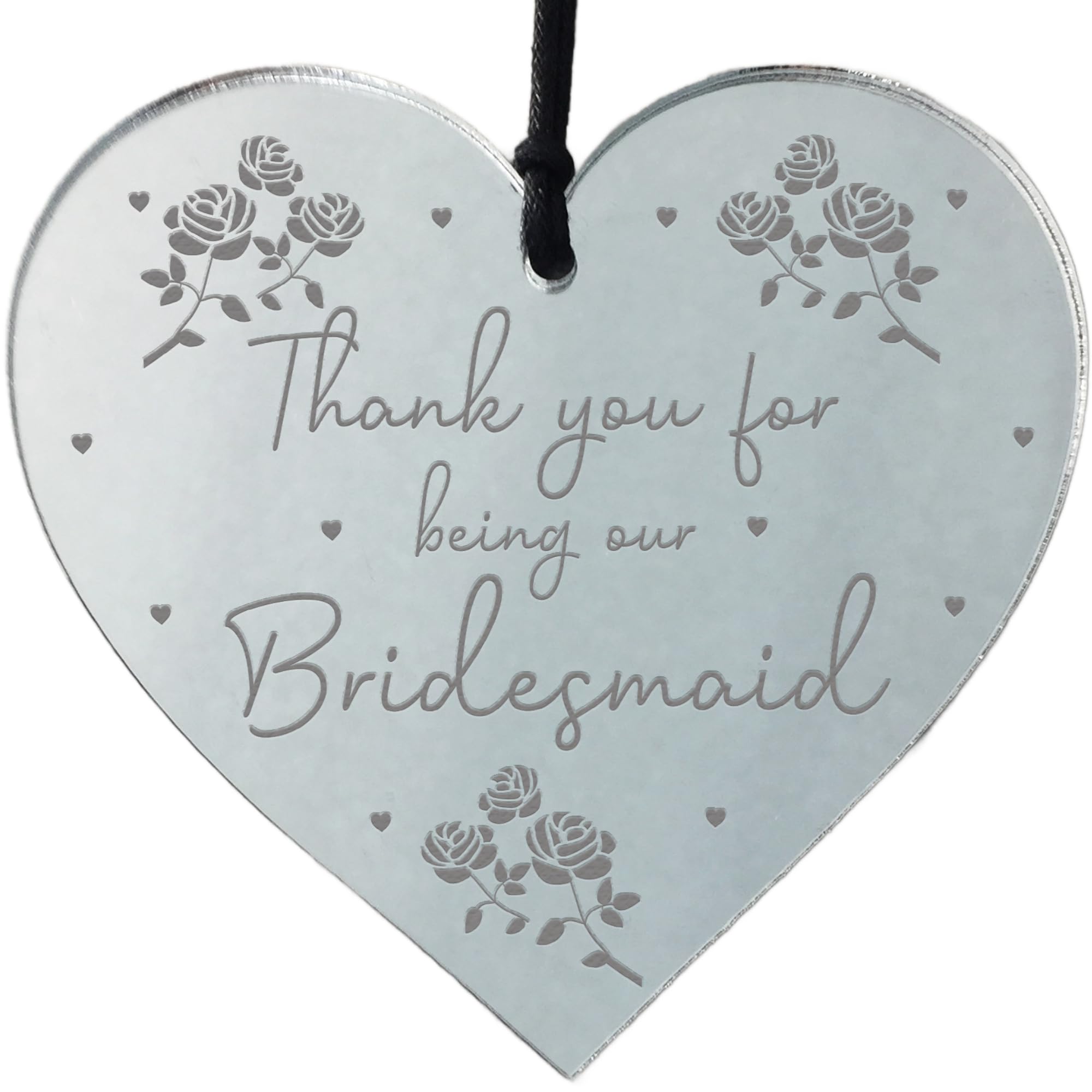 Thank You For Being Our Bridesmaid Engraved Heart Wedding Gift Friendship Gift
