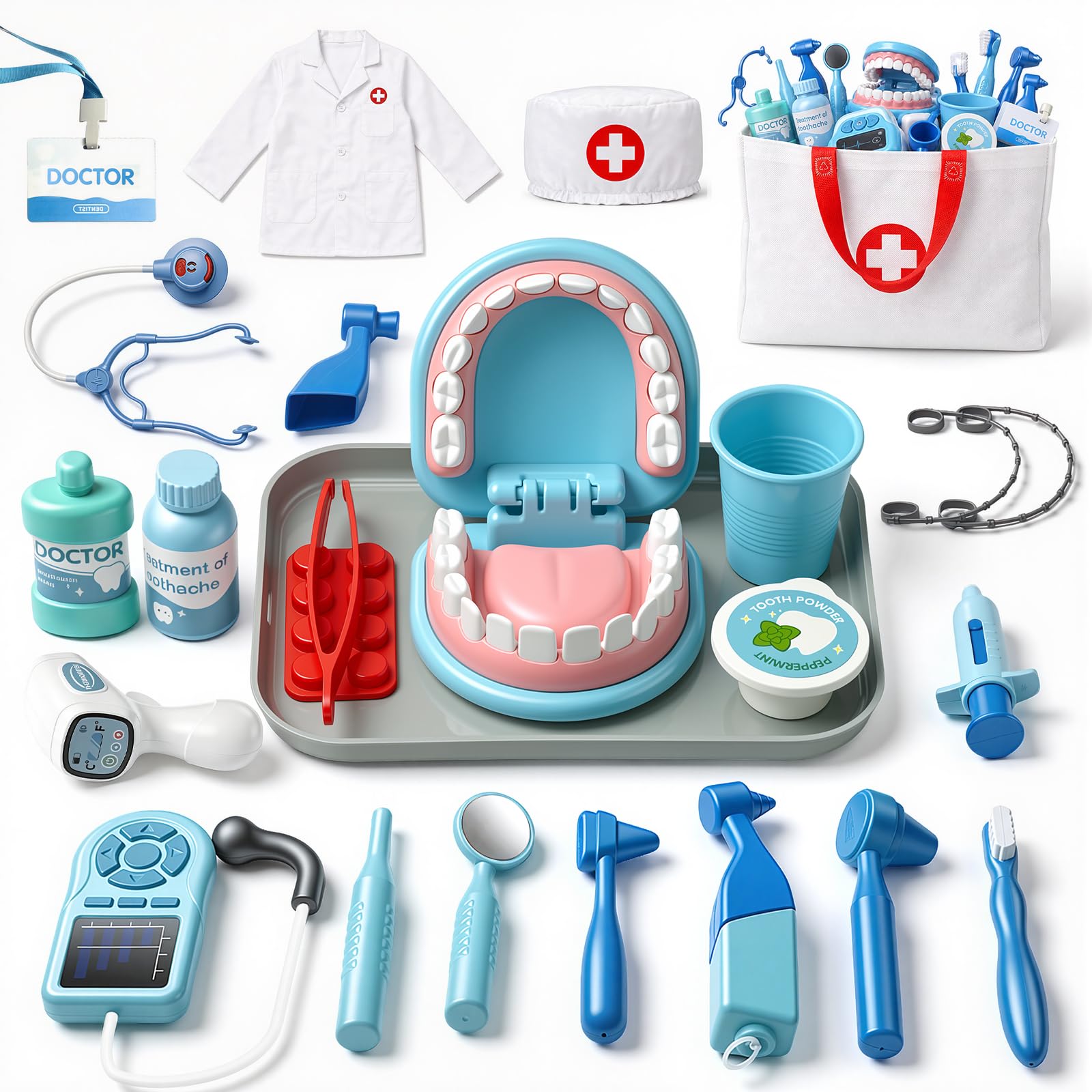BOFIDAR Kids Dentist Playset, Doctor Kit Pretend Play Toy Ages 3-5