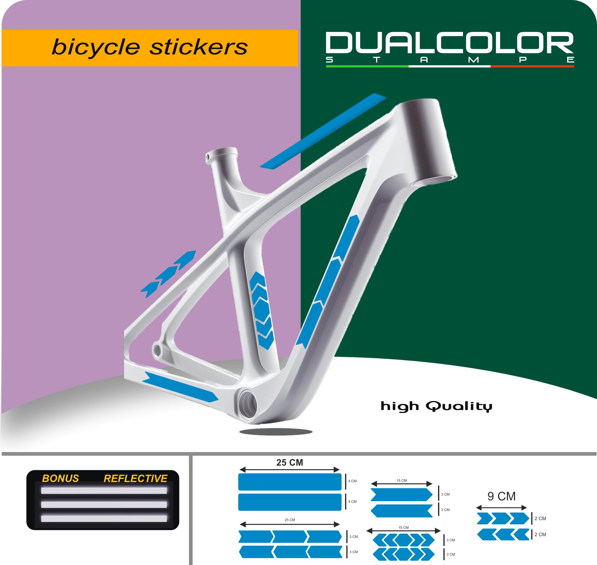 Set 10 Adesivi Stickers Decal Telaio Bici Bicicletta Kit adesivi telaio MTB BDC Universale Protezione COD. B0188 (BLU 53)
