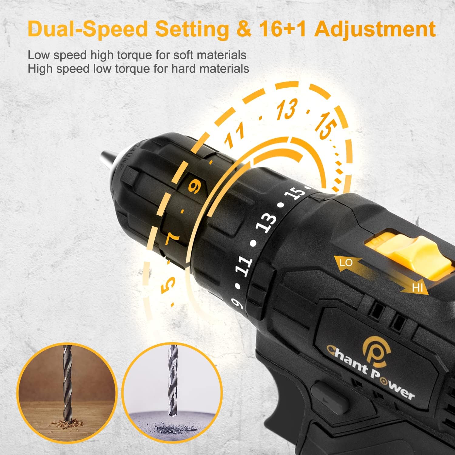 C P CHANTPOWER Cordless Drill Set, 20V Max Lithium-Ion