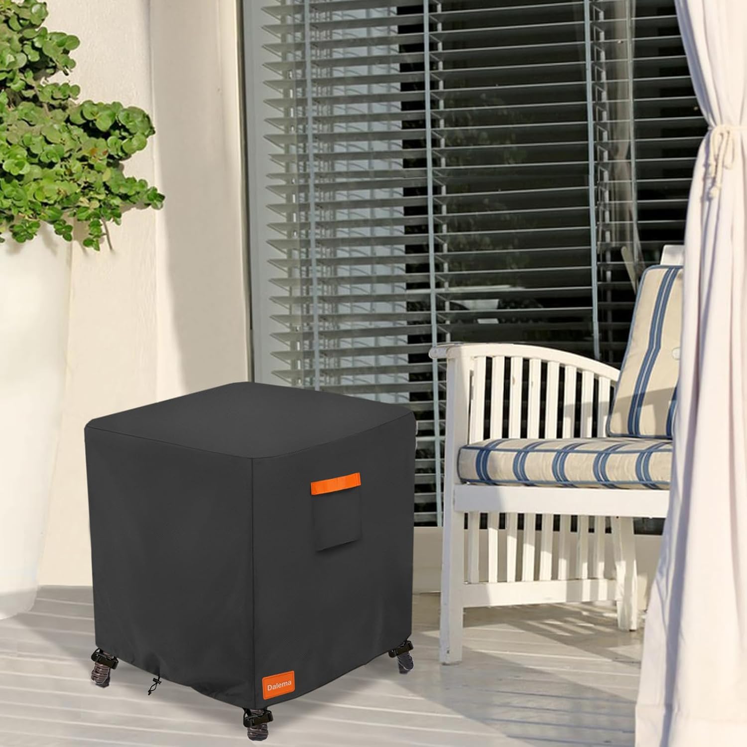 Waterproof Outdoor Ottoman Cover Square,600D Heavy Duty Patio Small Side Table Cover,Patio Furniture Covers for End Table 22" W x 22" D x 18" H,Black
