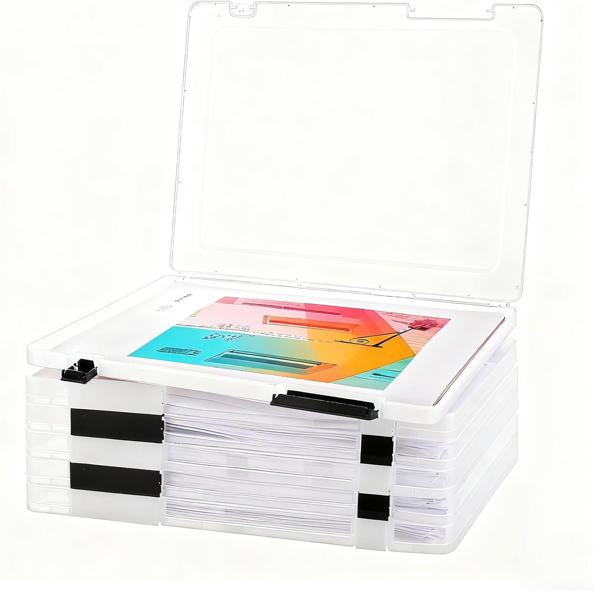6 PCS A4 File Box Plastic Clear Box Files A4 Storage Boxes with Lids A4 Paper Storage Box with Buckle for File, Magazines, Documents, Paper, Office & School
