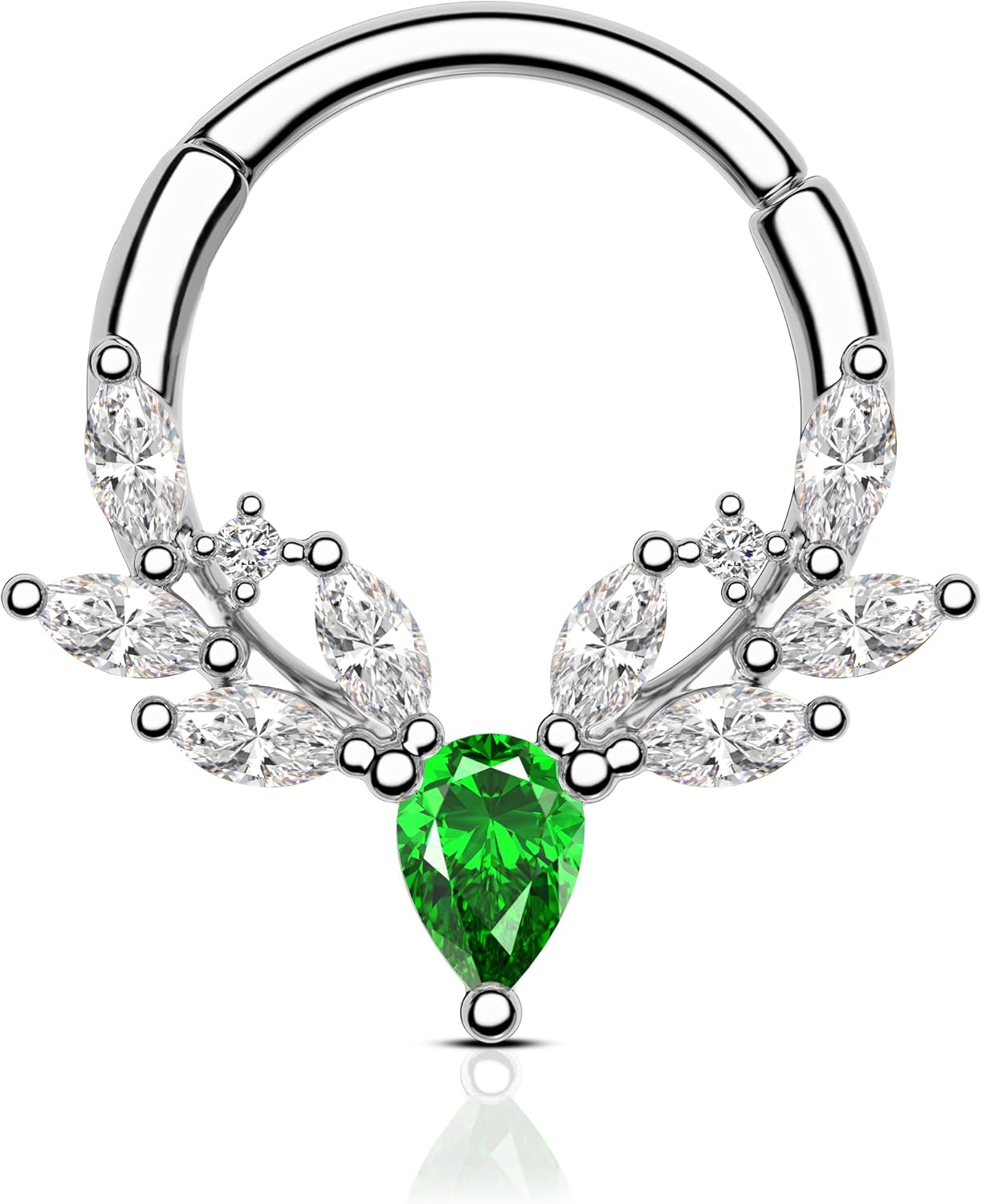 COCHARM Christmas Septum Rings 16G Green CZ Septum Jewelry Stainless Steel Helix Daith Piercing Jewelry 8/10MM